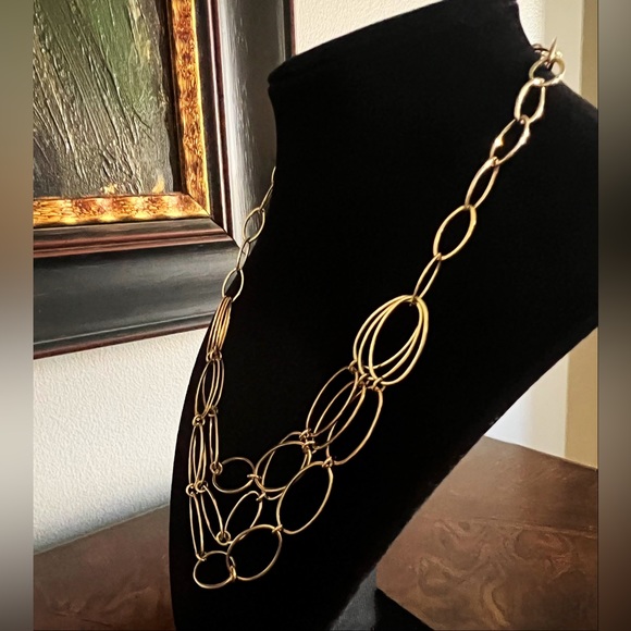 2007 AVON Gold-Tone Oval Link Chain Maille Tiered Necklace - Picture 3 of 5